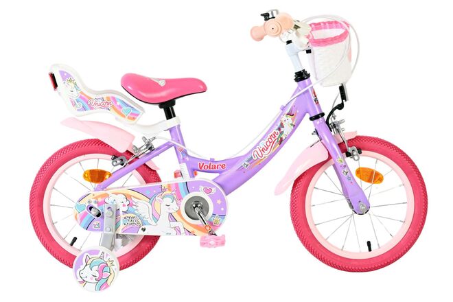 Volare Unicorn Kinderfiets – Meisjes – 14 inch – Paars – Twee Handremmen Volare Unicorn Kinderfiets – Meisjes – 14 inch – Paars – Twee Handremmen