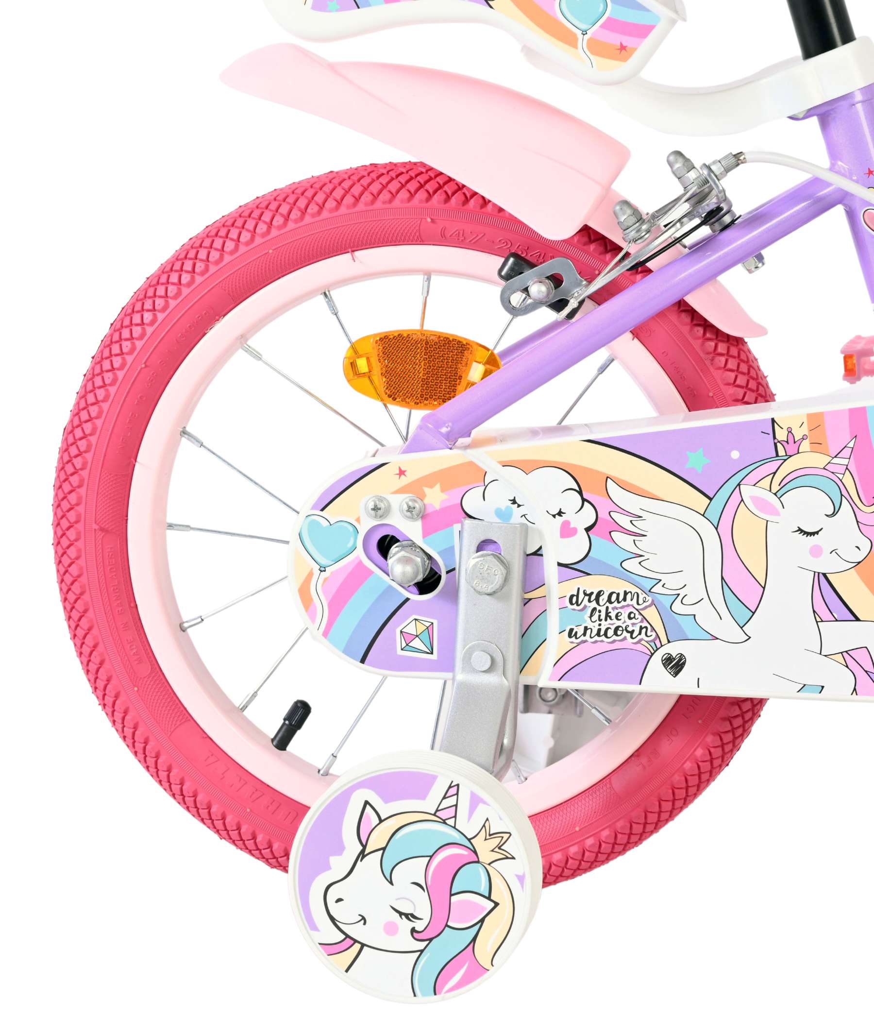 Volare Unicorn Kinderfiets – Meisjes – 14 inch – Paars – Twee Handremmen Volare Unicorn Kinderfiets – Meisjes – 14 inch – Paars – Twee Handremmen