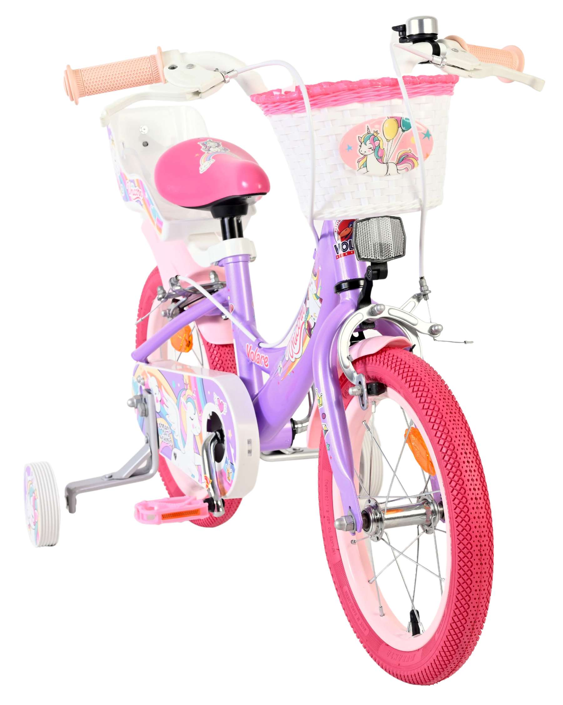 Volare Unicorn Kinderfiets – Meisjes – 14 inch – Paars – Twee Handremmen