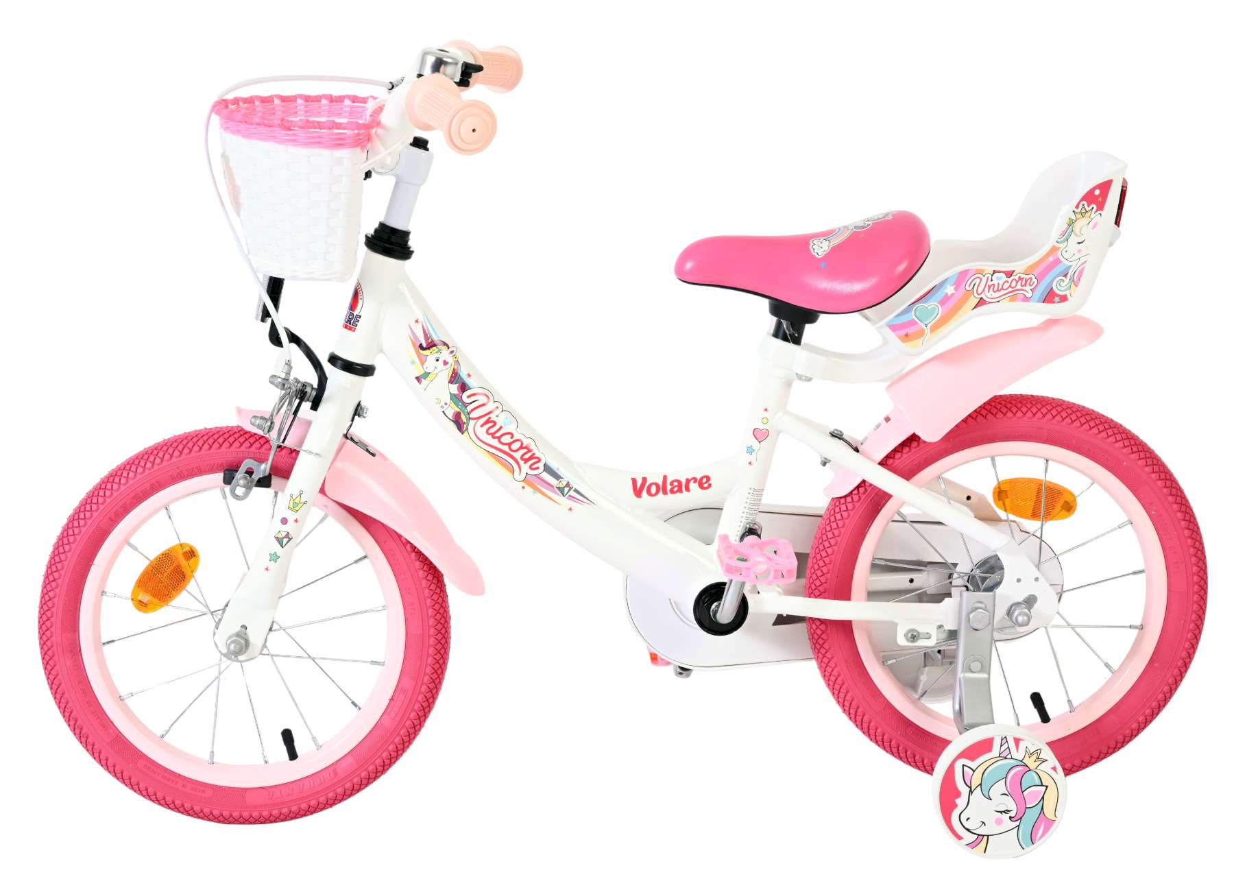 Volare Unicorn Kinderfiets – Meisjes – 14 inch – Wit