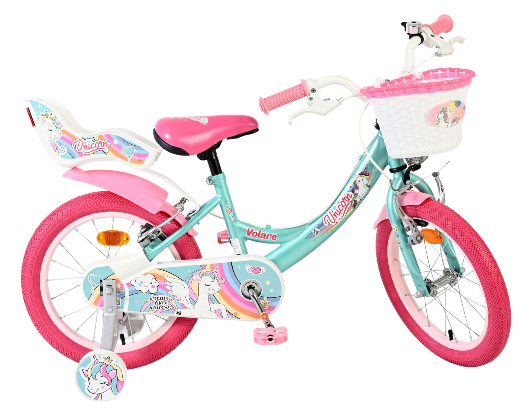 Volare Unicorn Kinderfiets – Meisjes – 16 inch – Groen – Twee Handremmen