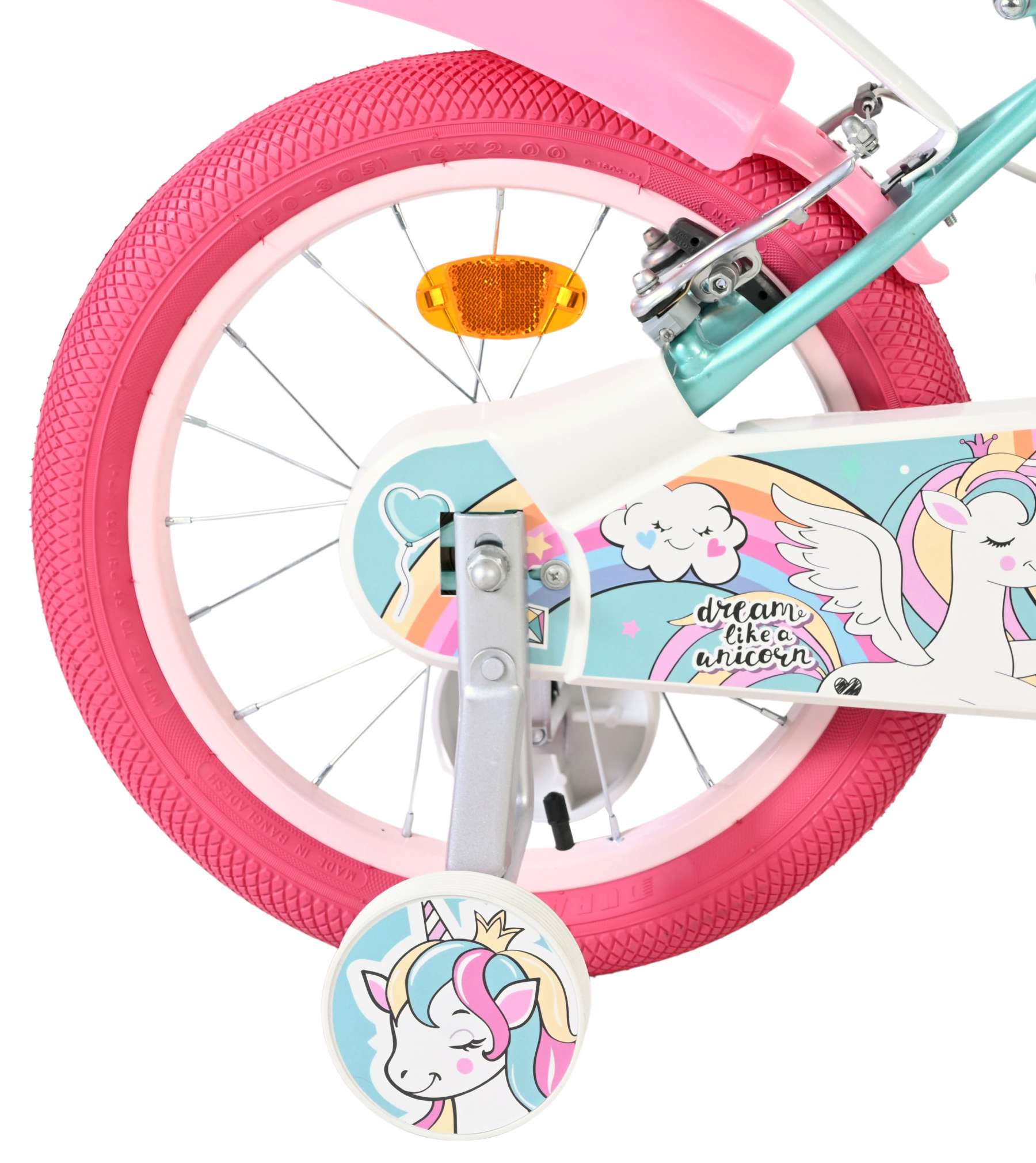 Volare Unicorn Kinderfiets – Meisjes – 16 inch – Groen – Twee Handremmen