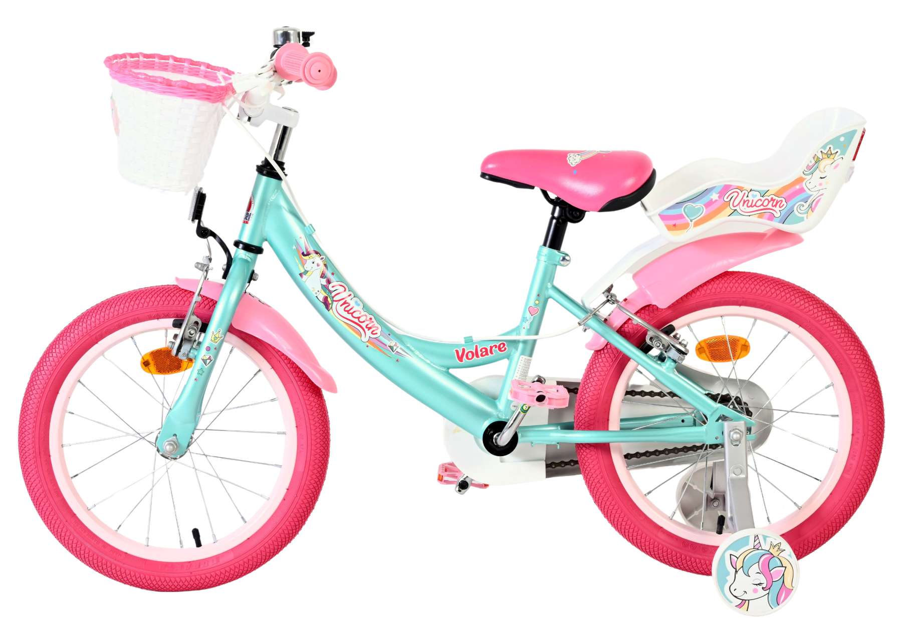 Volare Unicorn Kinderfiets – Meisjes – 16 inch – Groen – Twee Handremmen