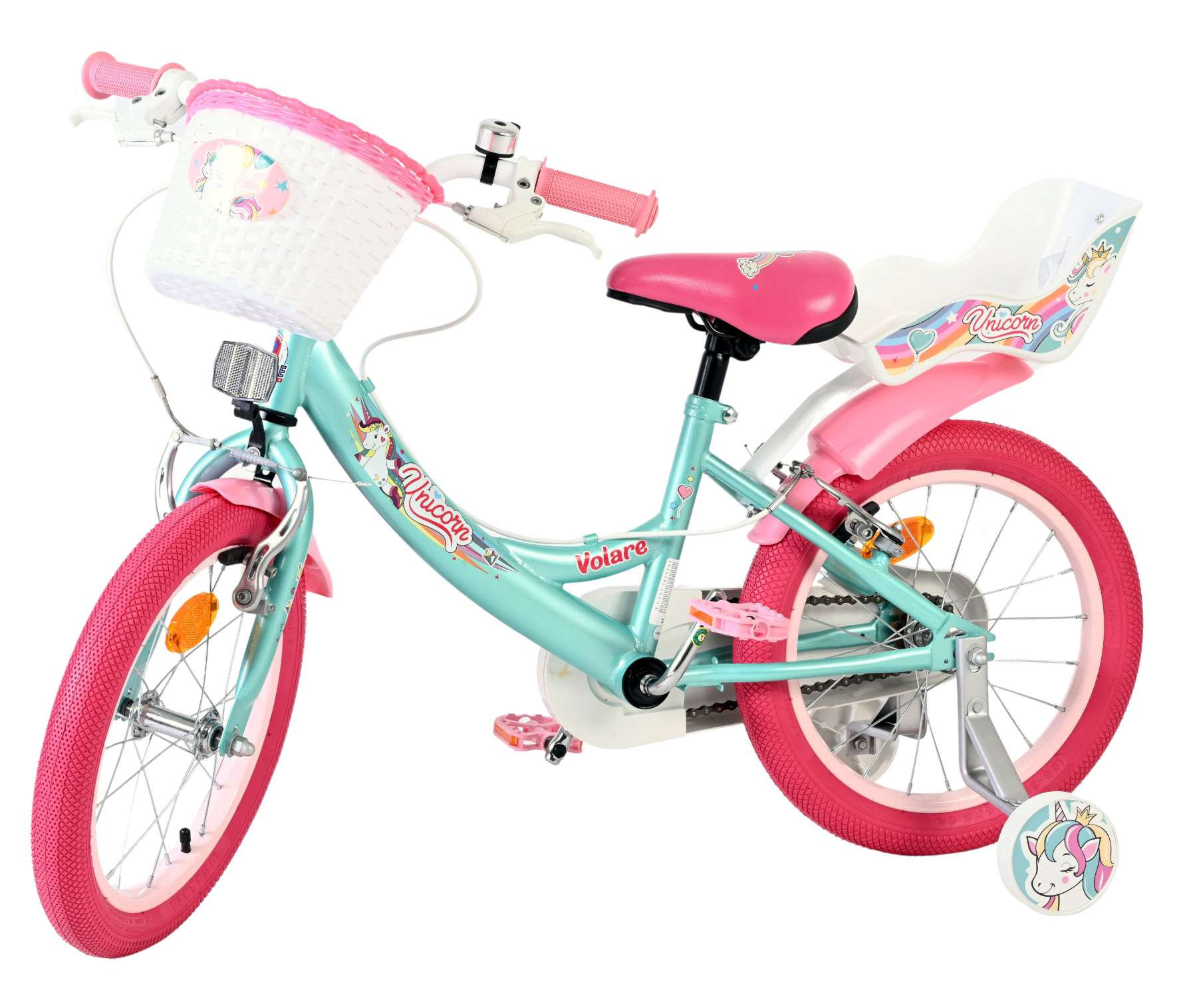 Volare Unicorn Kinderfiets – Meisjes – 16 inch – Groen – Twee Handremmen