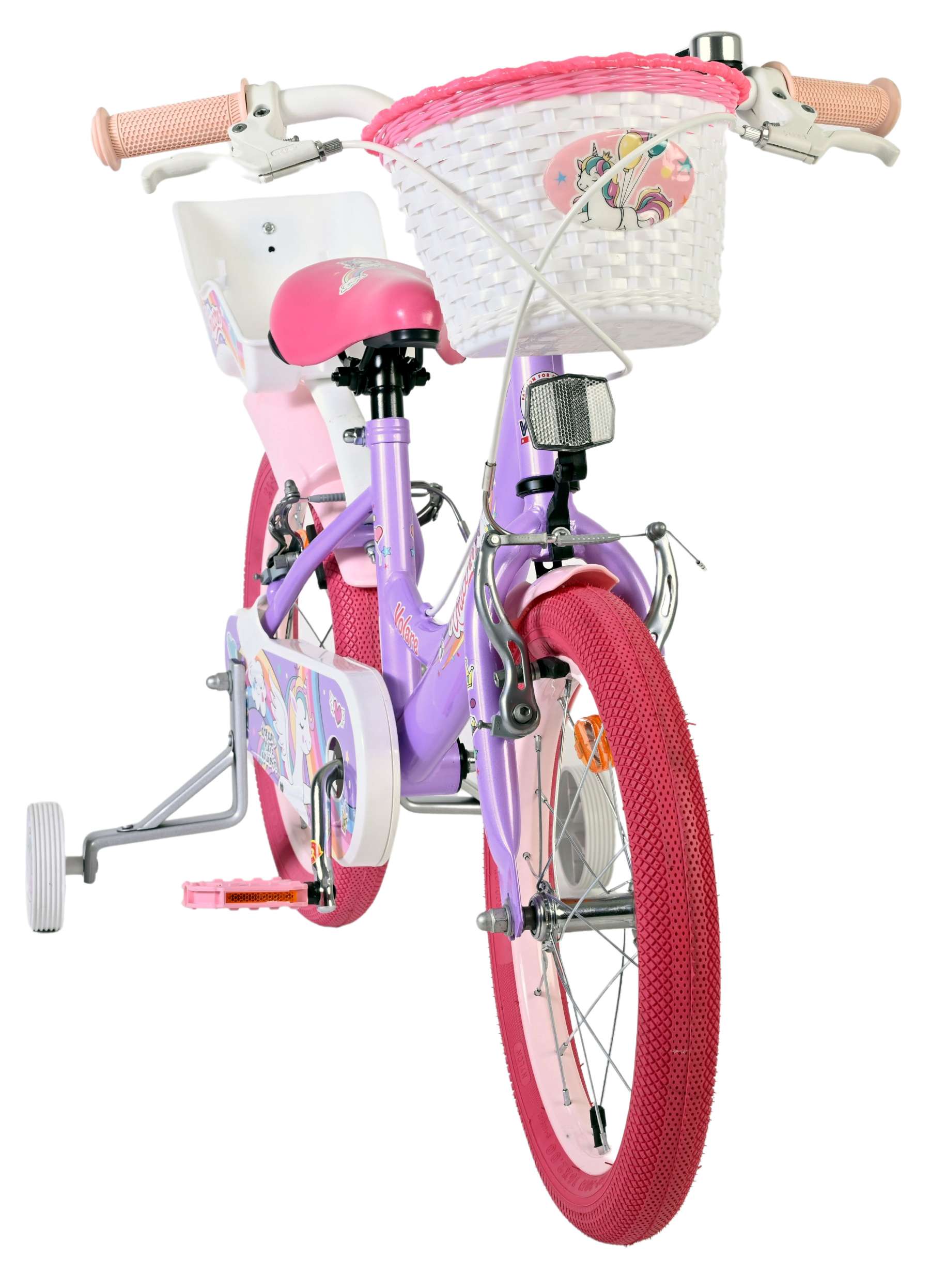 Volare Unicorn Kinderfiets – Meisjes – 16 inch – Paars – Twee Handremmen