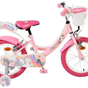 Volare Unicorn Kinderfiets – Meisjes – 16 inch – Roze – Twee Handremmen