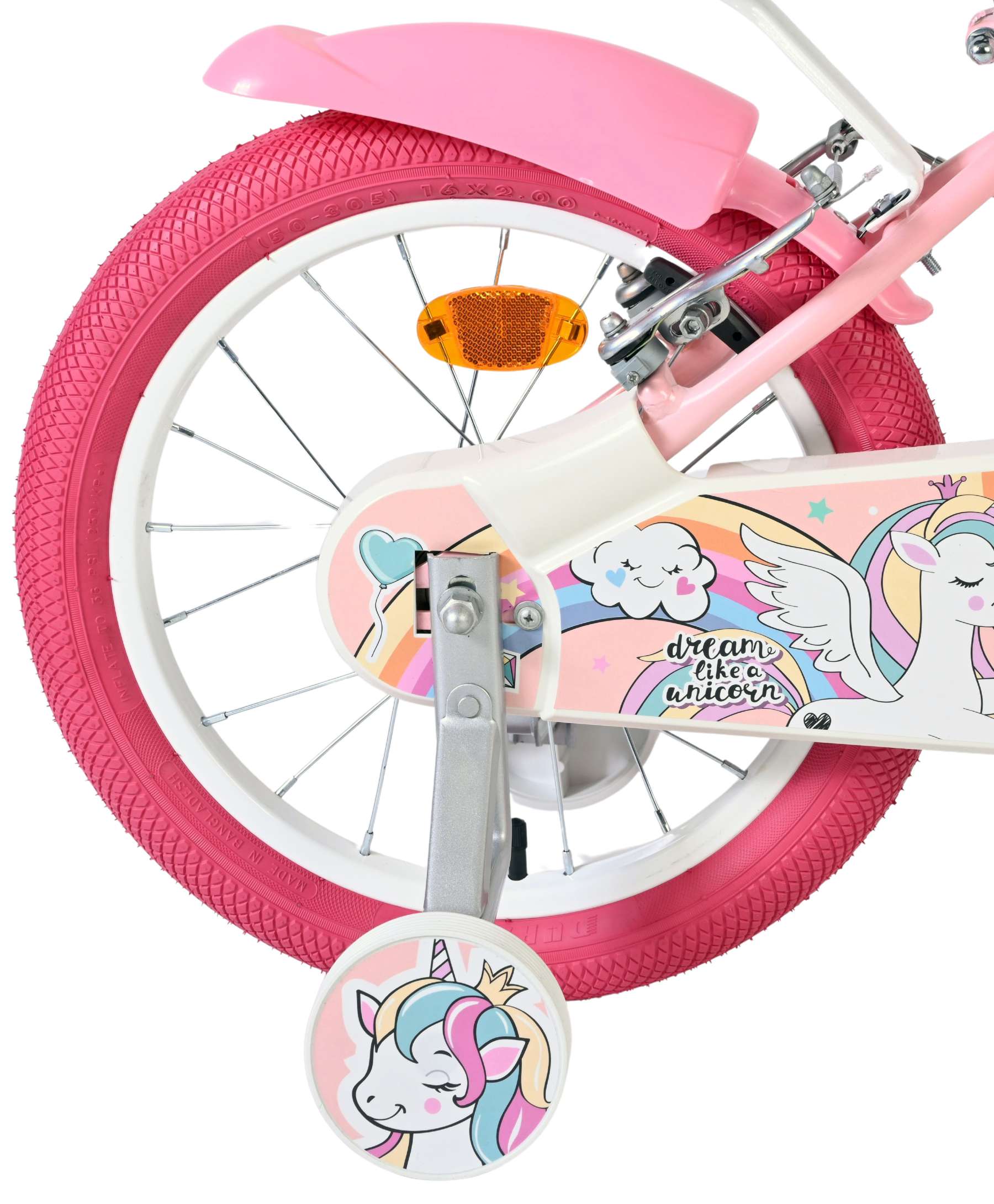 Volare Unicorn Kinderfiets – Meisjes – 16 inch – Roze – Twee Handremmen