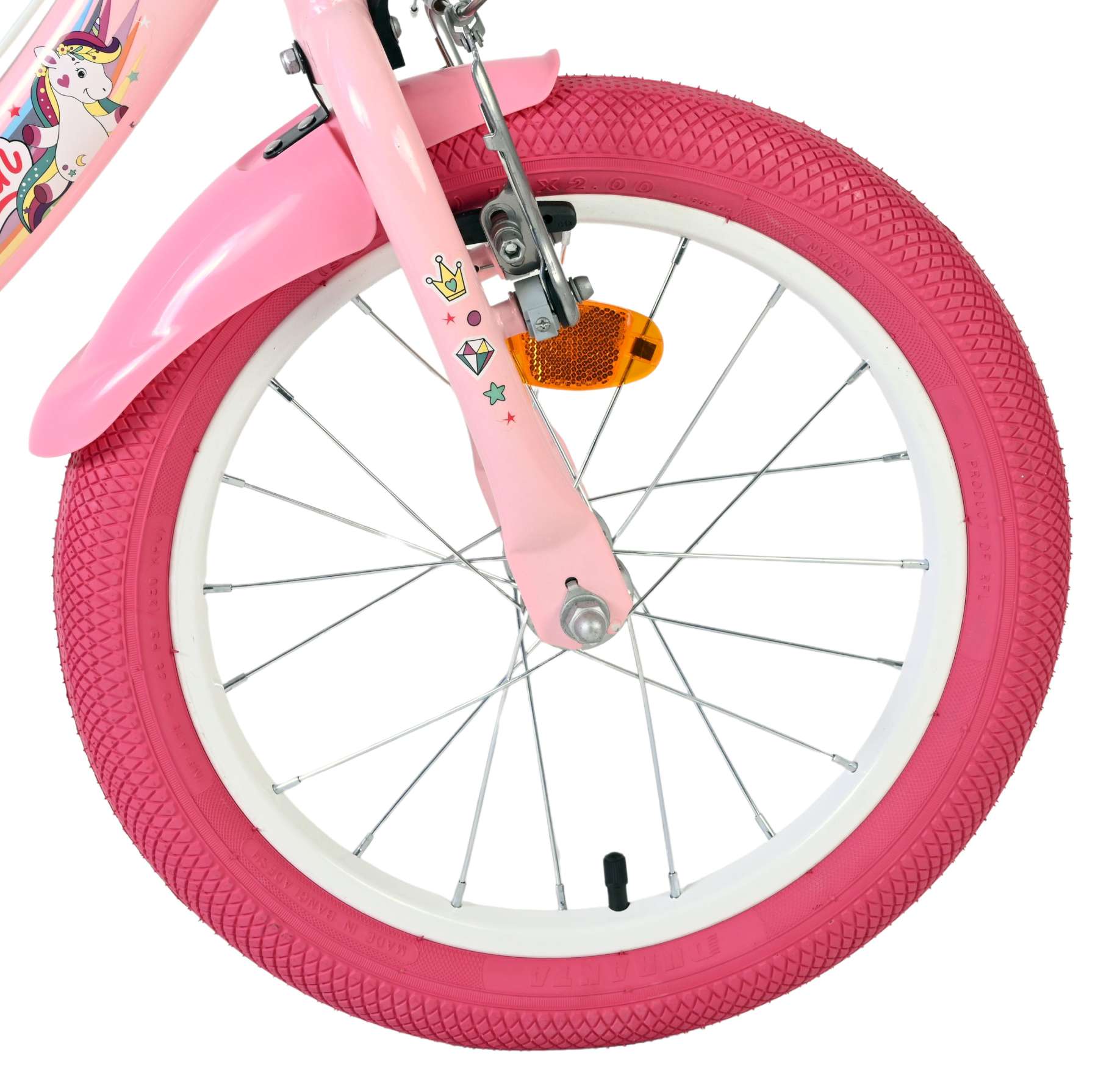 Volare Unicorn Kinderfiets – Meisjes – 16 inch – Roze – Twee Handremmen