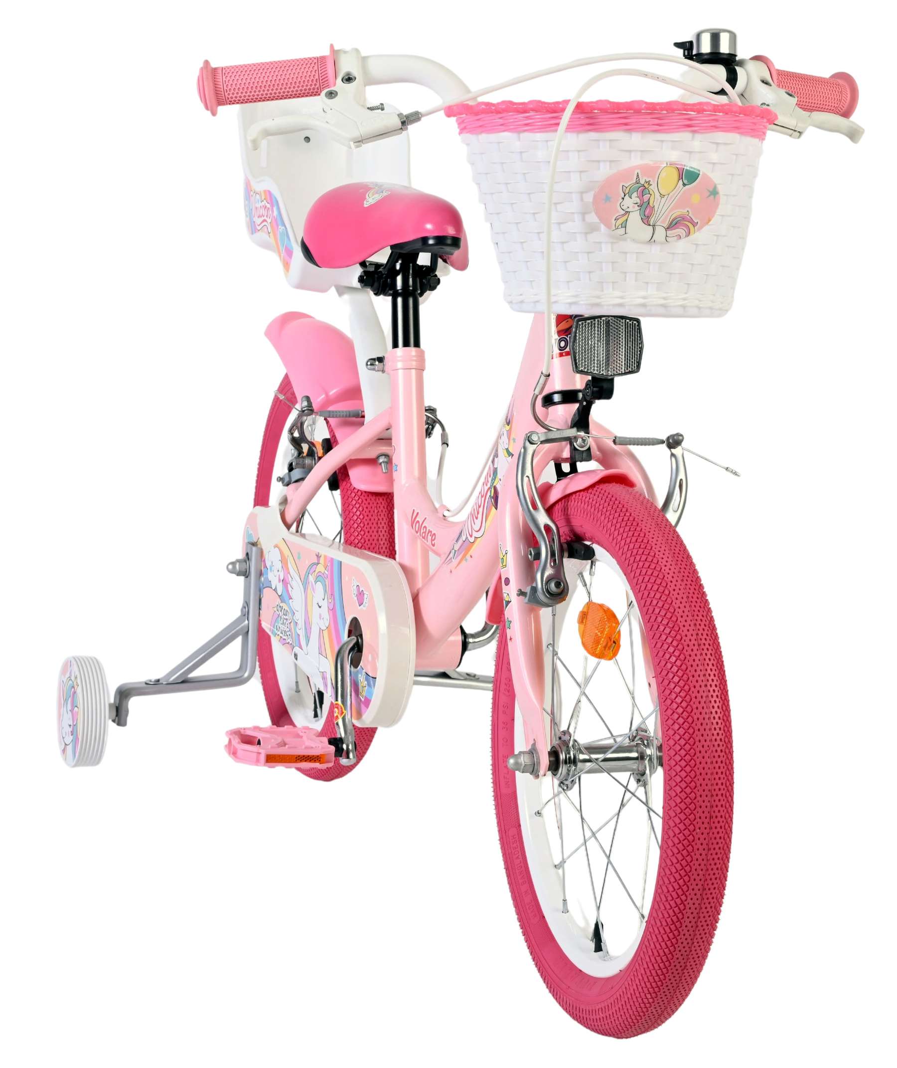 Volare Unicorn Kinderfiets – Meisjes – 16 inch – Roze – Twee Handremmen