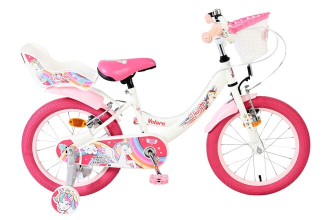 Volare Unicorn Kinderfiets – Meisjes – 16 inch – Wit – Twee Handremmen