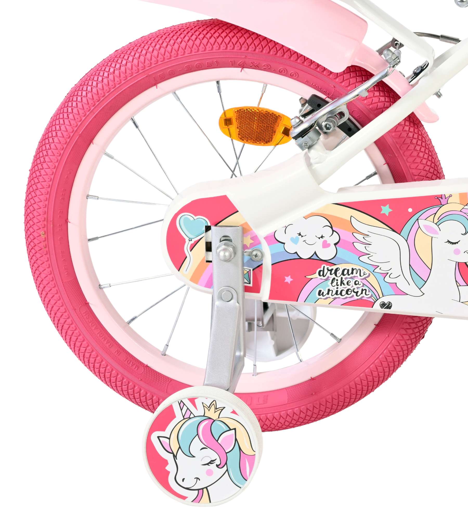 Volare Unicorn Kinderfiets – Meisjes – 16 inch – Wit – Twee Handremmen