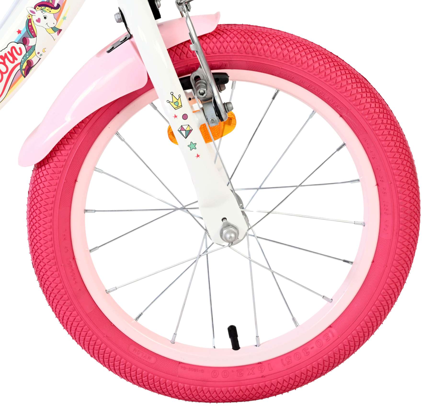Volare Unicorn Kinderfiets – Meisjes – 16 inch – Wit – Twee Handremmen