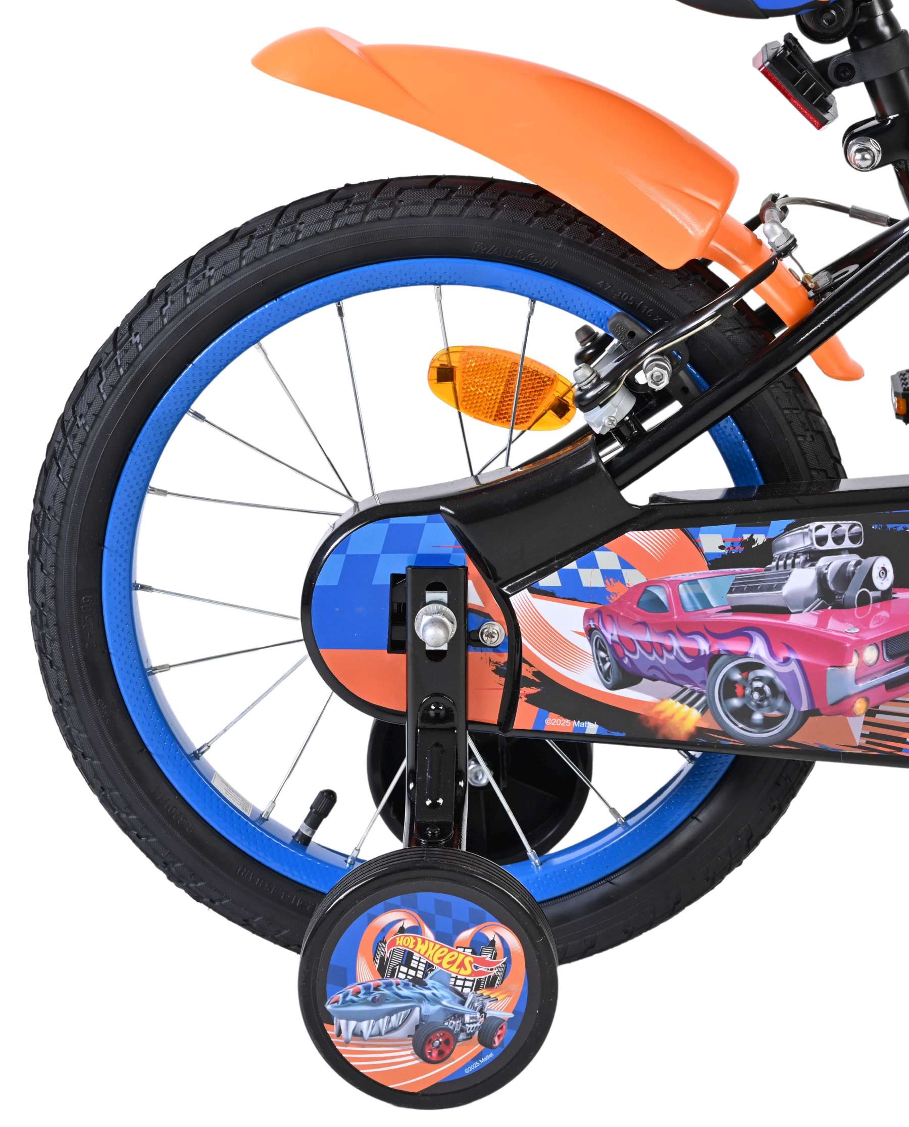 Hot Wheels Kinderfiets – Jongens – 16 inch – Zwart Oranje Blauw – Twee Handremmen