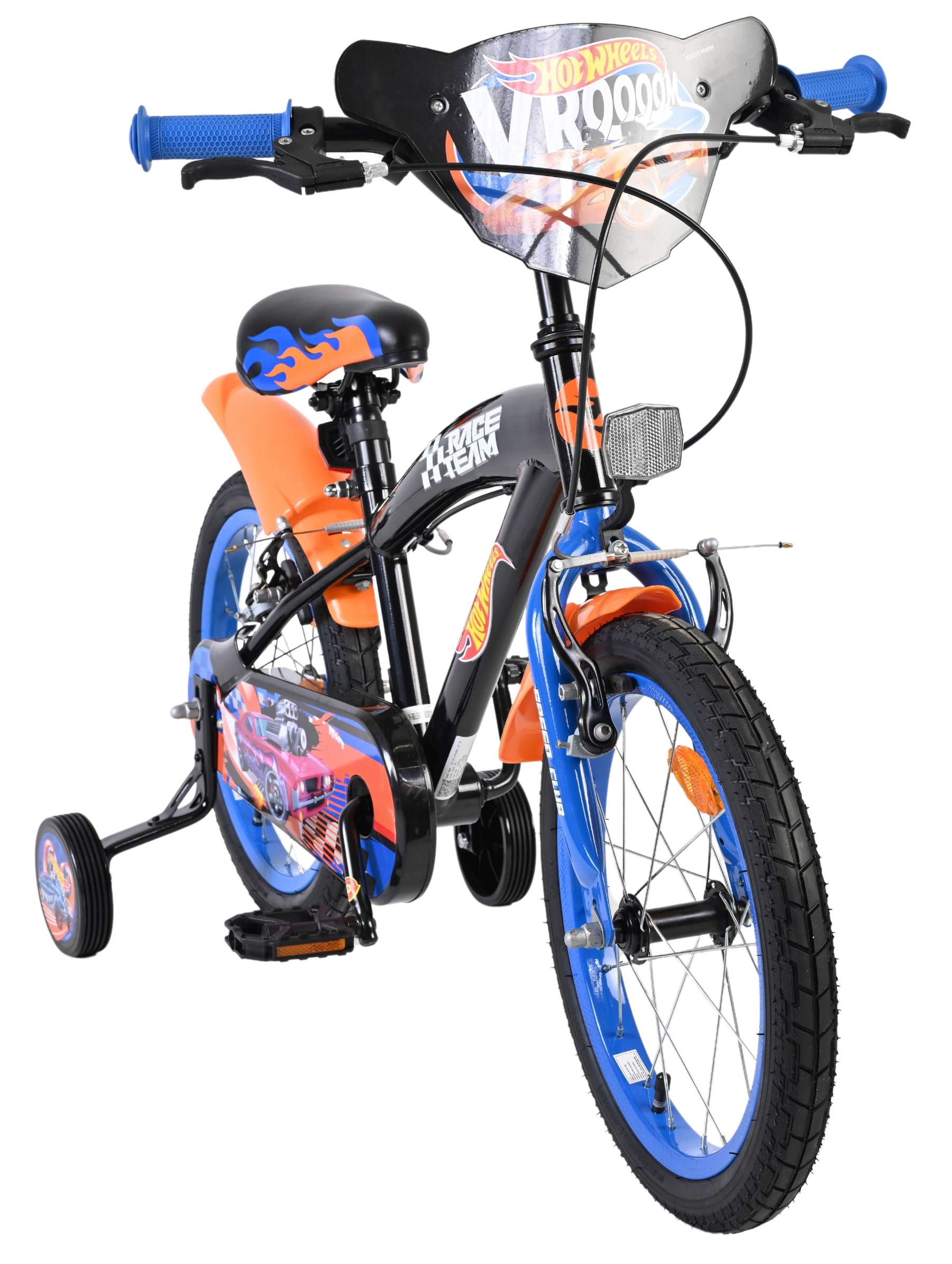 Hot Wheels Kinderfiets – Jongens – 16 inch – Zwart Oranje Blauw – Twee Handremmen