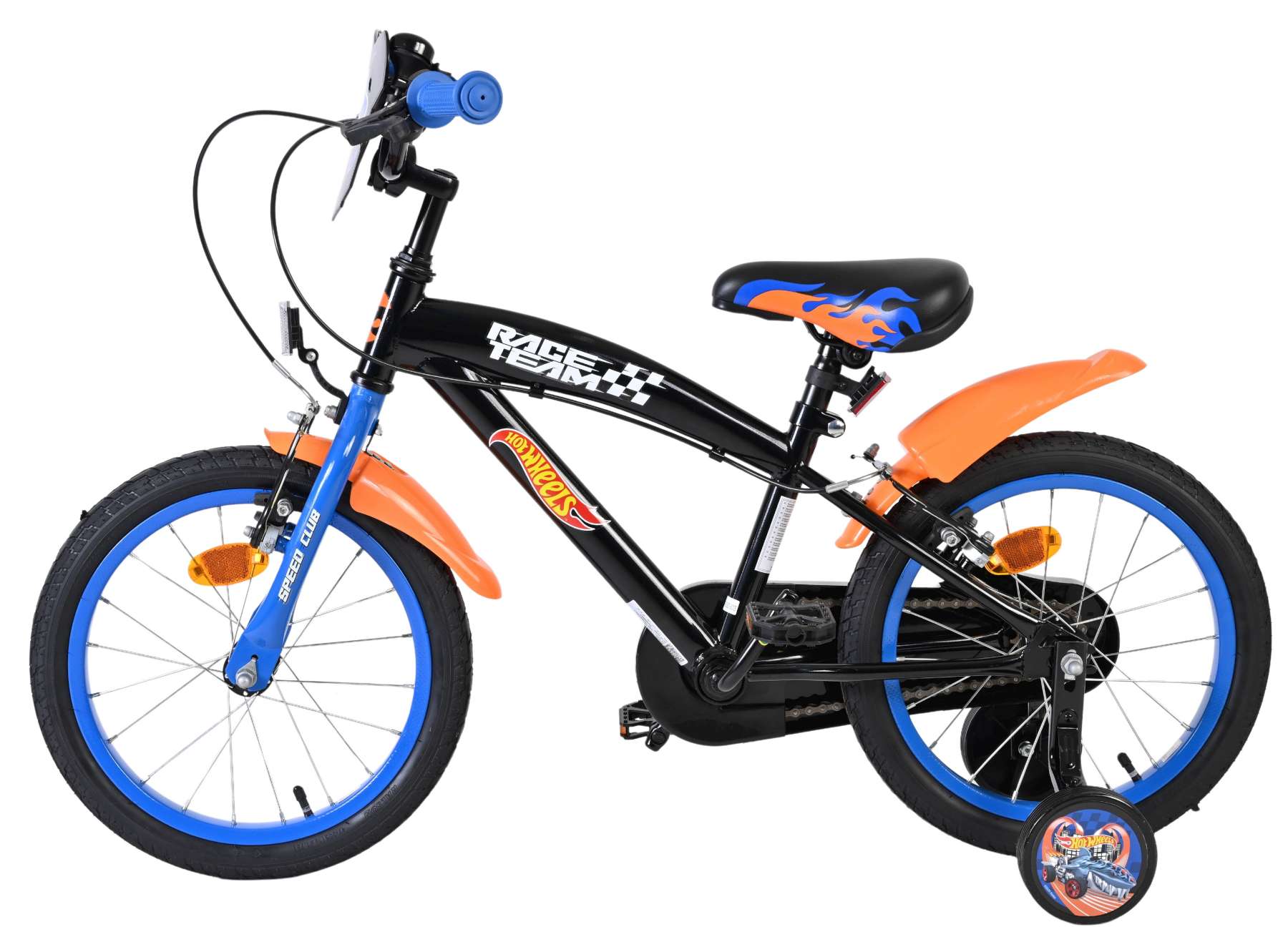 Hot Wheels Kinderfiets – Jongens – 16 inch – Zwart Oranje Blauw – Twee Handremmen