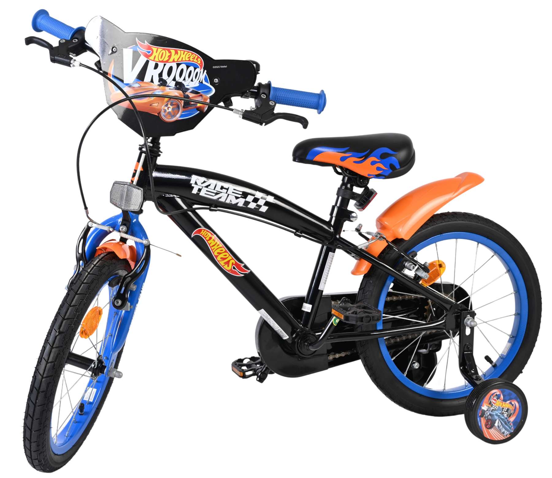 Hot Wheels Kinderfiets – Jongens – 16 inch – Zwart Oranje Blauw – Twee Handremmen