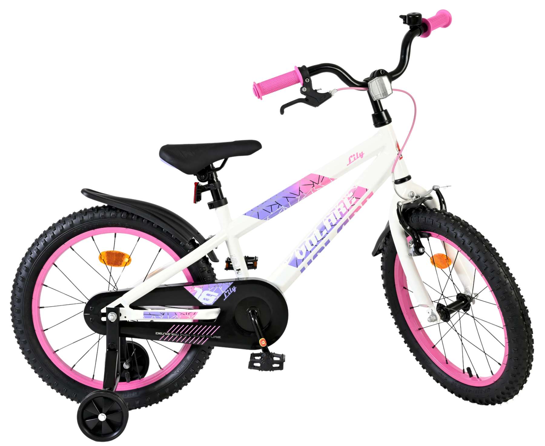 Volare Lily Kinderfiets – Meisjes – 18 inch – Wit Roze Paars – Twee handremmen Volare Lily Kinderfiets – Meisjes – 18 inch – Wit Roze Paars – Twee handremmen