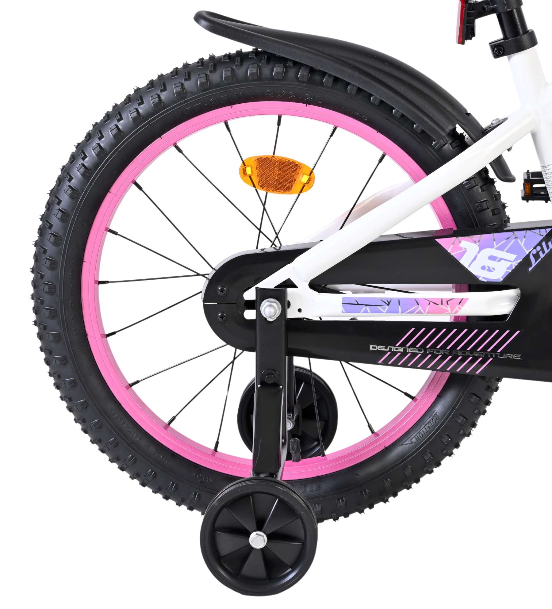 Volare Lily Kinderfiets – Meisjes – 18 inch – Wit Roze Paars – Twee handremmen Volare Lily Kinderfiets – Meisjes – 18 inch – Wit Roze Paars – Twee handremmen