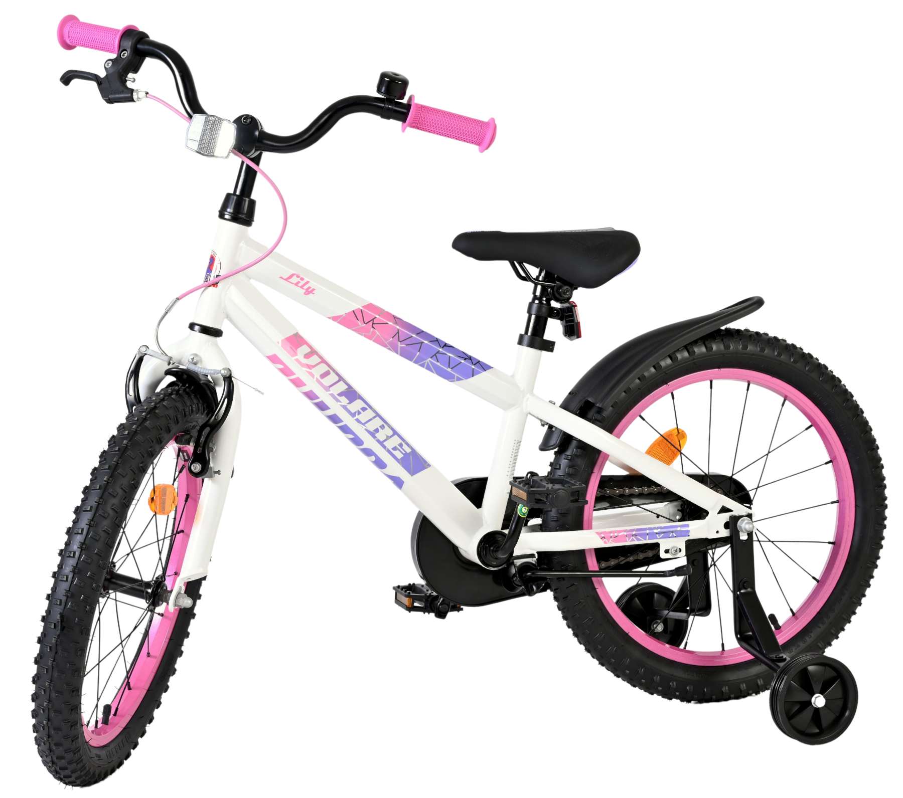 Volare Lily Kinderfiets – Meisjes – 18 inch – Wit Roze Paars – Twee handremmen Volare Lily Kinderfiets – Meisjes – 18 inch – Wit Roze Paars – Twee handremmen