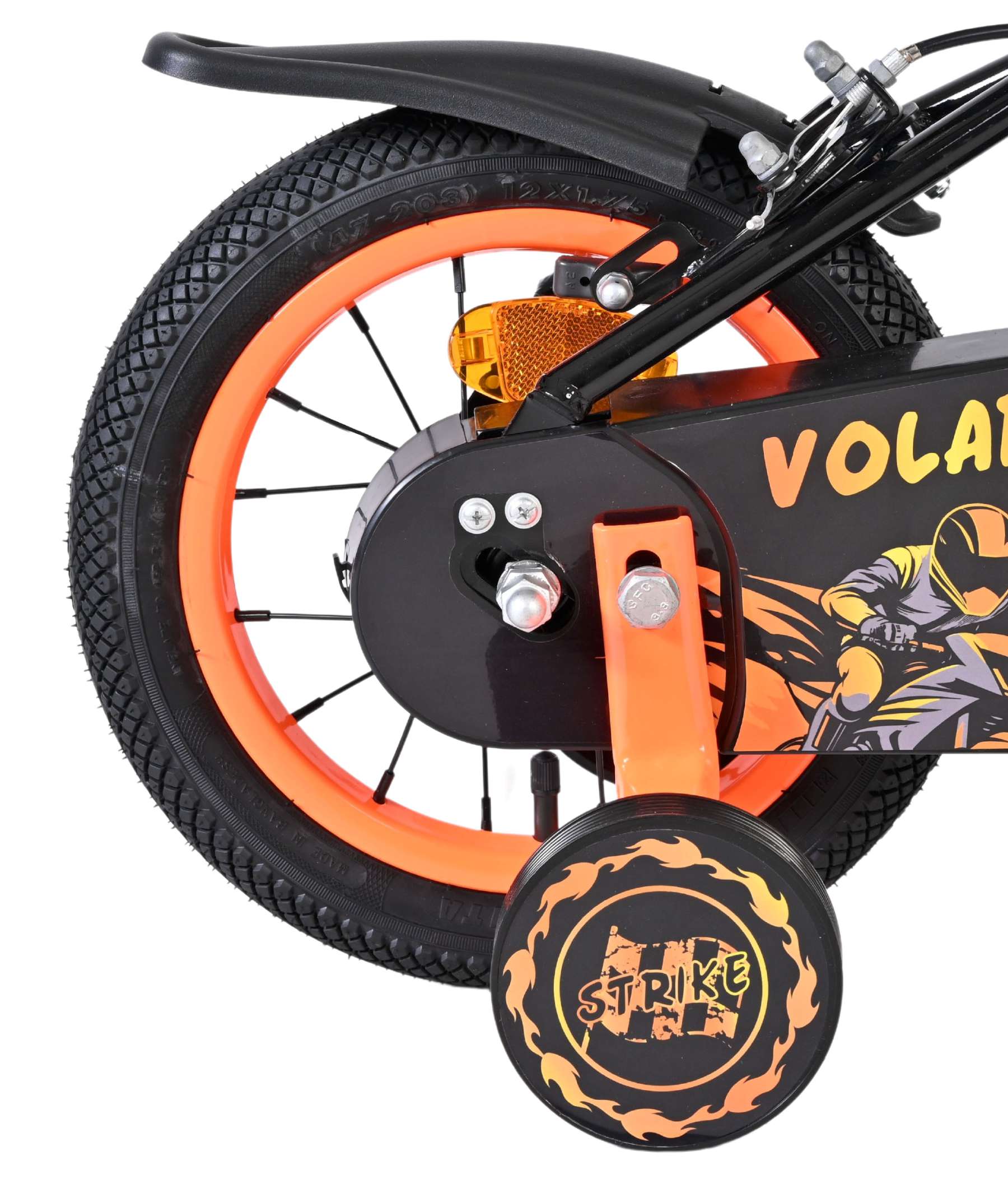 Volare Strike Kinderfiets – Jongens – 12 inch – Zwart Oranje – Twee Handremmen Volare Strike Kinderfiets – Jongens – 12 inch – Zwart Oranje – Twee Handremmen