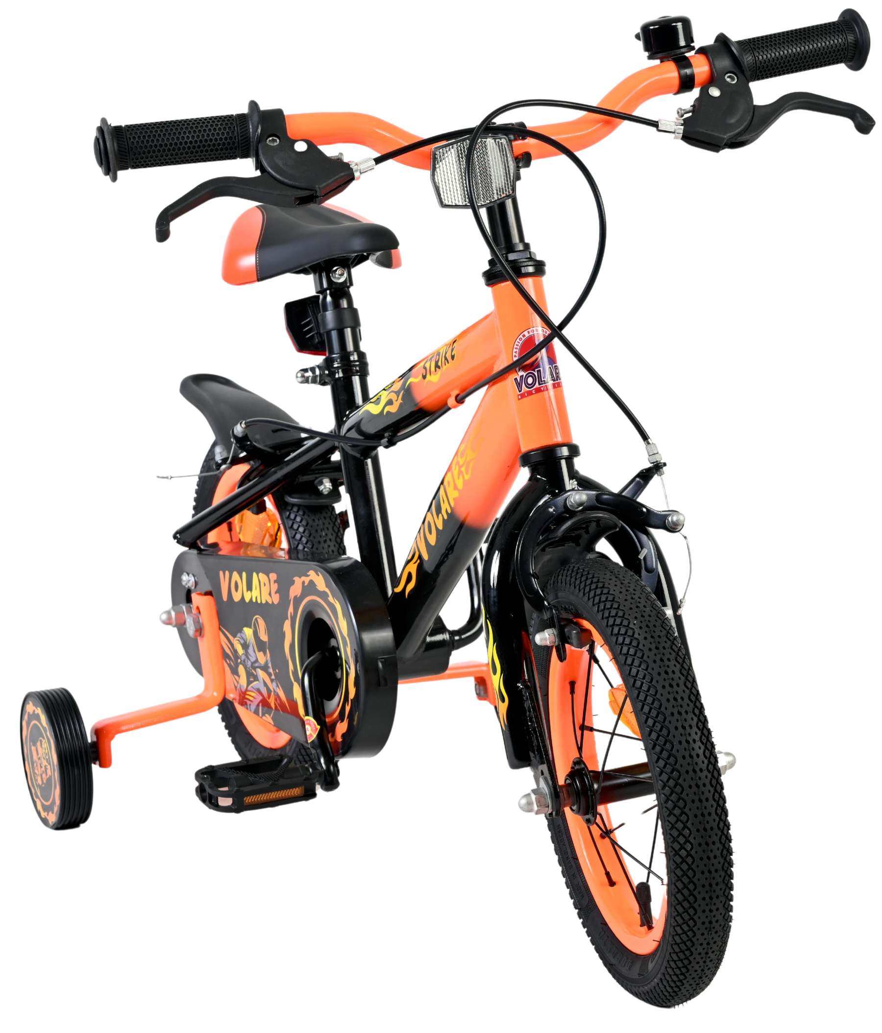 Volare Strike Kinderfiets – Jongens – 12 inch – Zwart Oranje – Twee Handremmen
