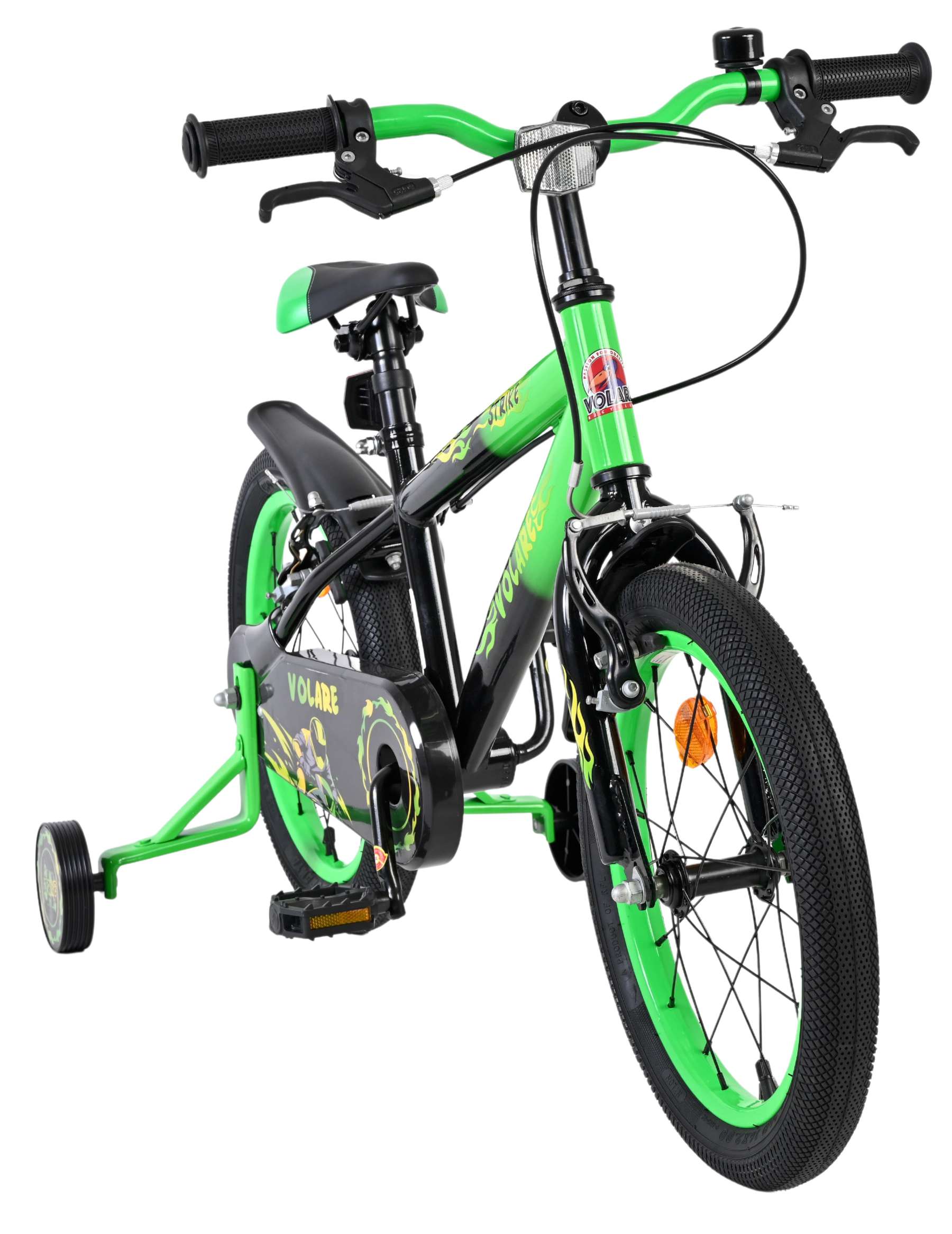 Volare Strike Kinderfiets – Jongens – 16 inch – Zwart Groen – Twee Handremmen