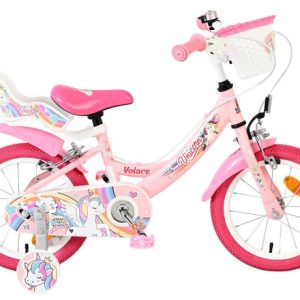 Volare Unicorn Kinderfiets – Meisjes – 14 inch – Roze – Twee Handremmen