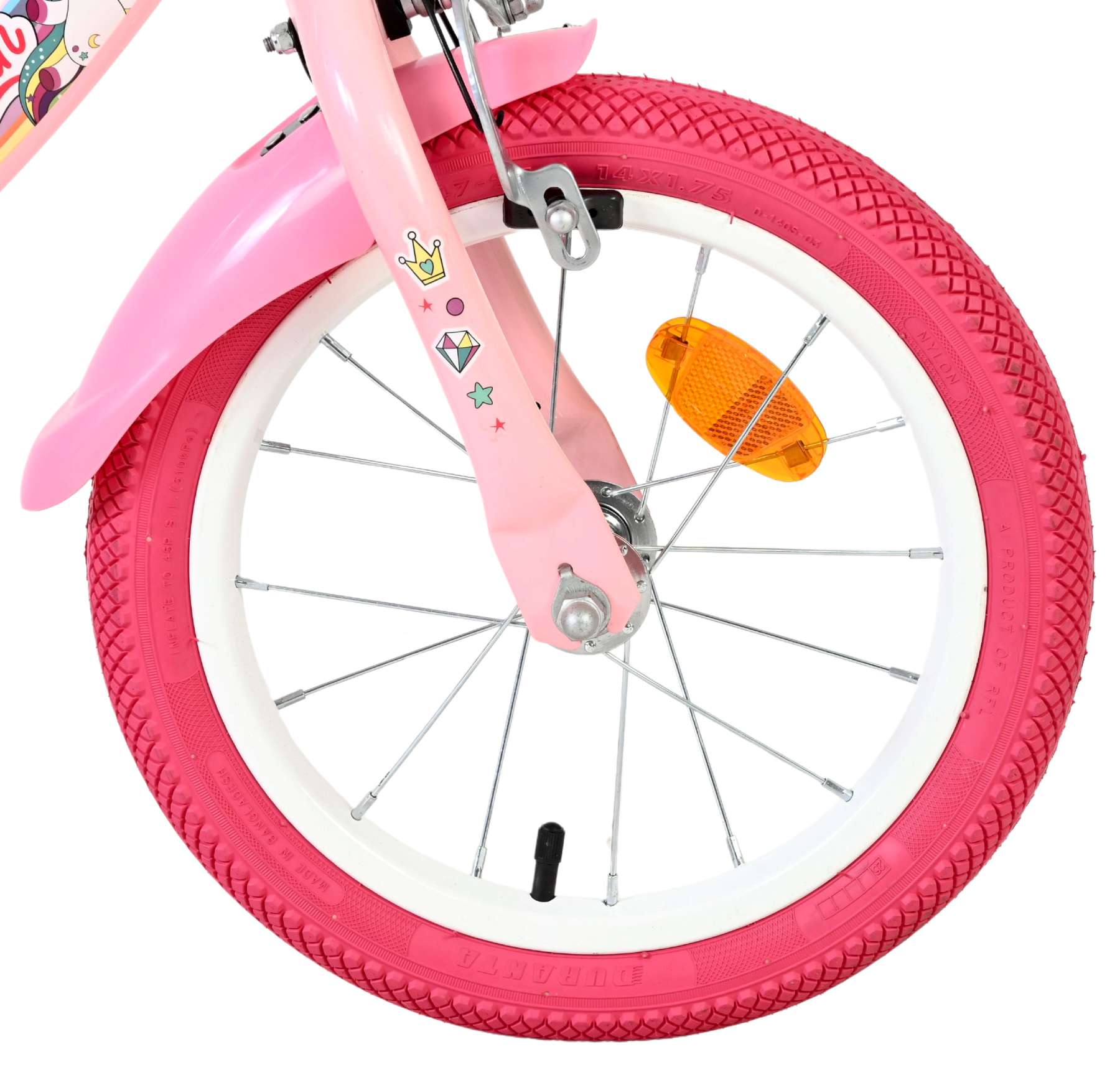 Volare Unicorn Kinderfiets – Meisjes – 14 inch – Roze – Twee Handremmen