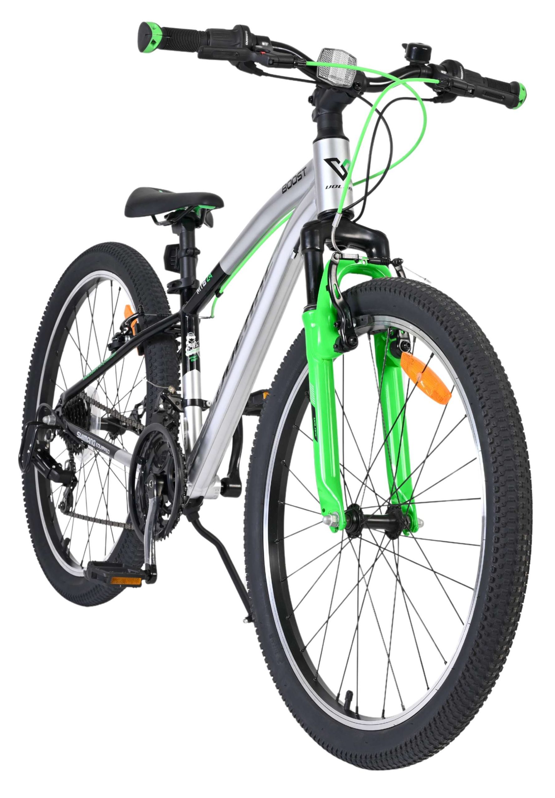 Volare Boost Kinderfiets – 24 inch – 21 Speed – Zilver/Groen