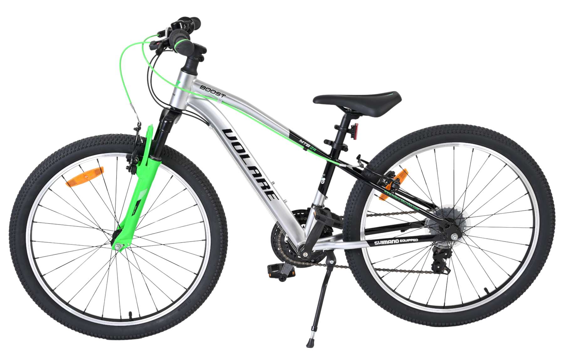 Volare Boost Kinderfiets – 24 inch – 21 Speed – Zilver/Groen